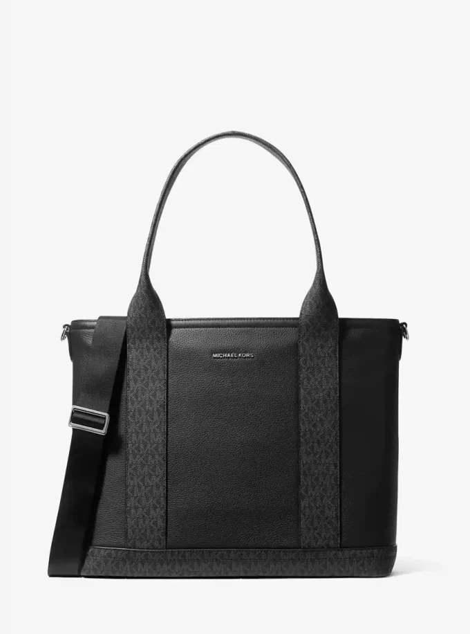 Hudson Leather and Signature Logo Work Tote Bag Hudson Leather and Signature Logo Work Tote Bag
