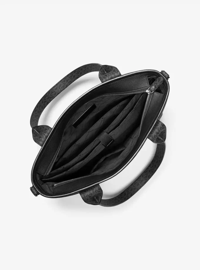 Hudson Leather and Signature Logo Work Tote Bag Hudson Leather and Signature Logo Work Tote Bag