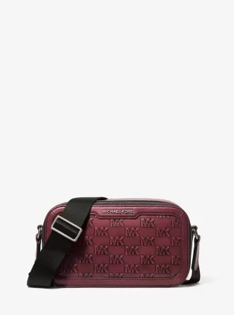 Hudson Logo Embossed Burnished Leather Crossbody Bag