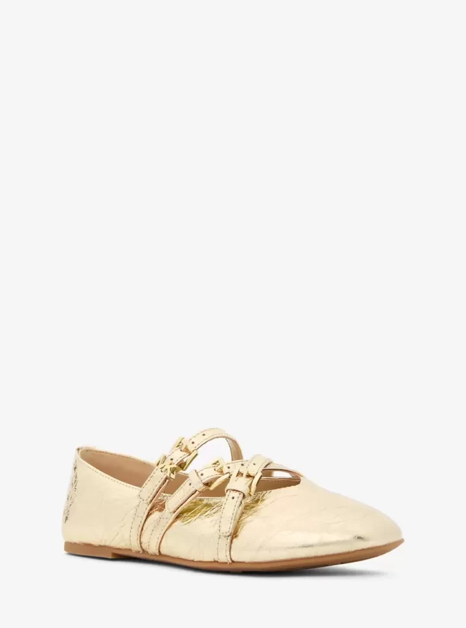 Indy Flex Crackled Metallic Leather Ballet Flat Indy Flex Crackled Metallic Leather Ballet Flat
