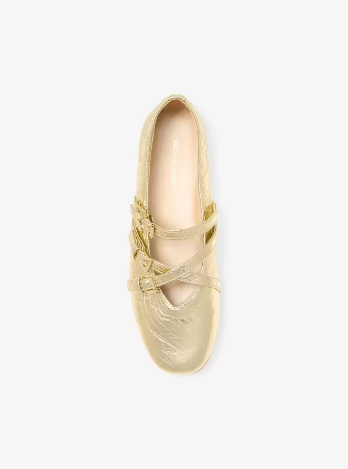 Indy Flex Crackled Metallic Leather Ballet Flat Indy Flex Crackled Metallic Leather Ballet Flat