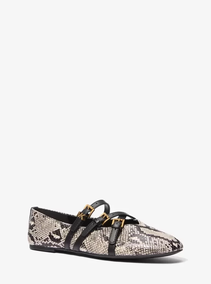Indy Snake Embossed Leather Ballet Flat Indy Snake Embossed Leather Ballet Flat