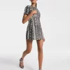 Snake Embossed Leather Mini Dress
