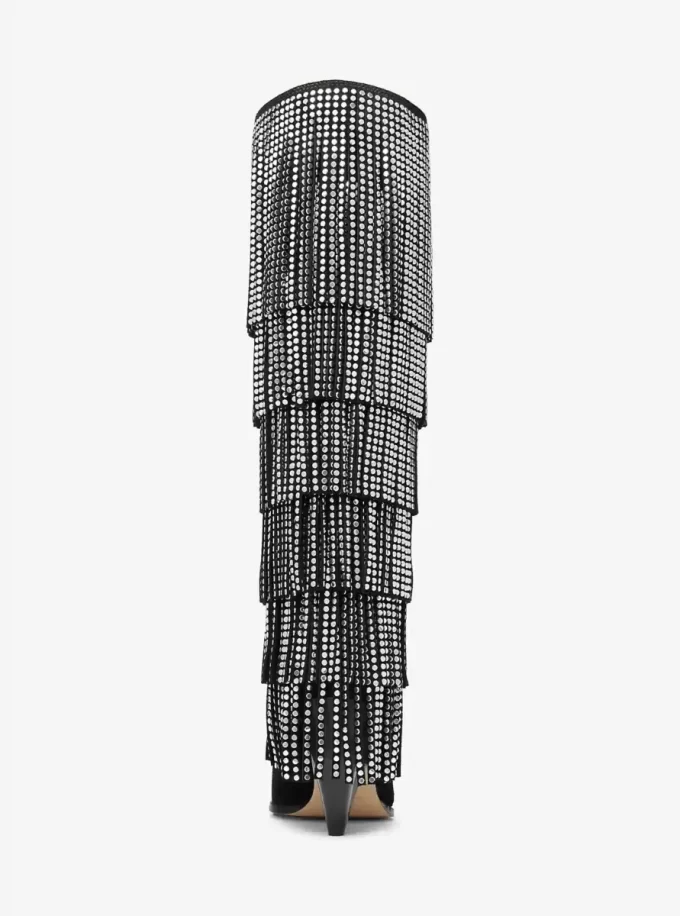 Jayla Embellished Leather Fringed Boot