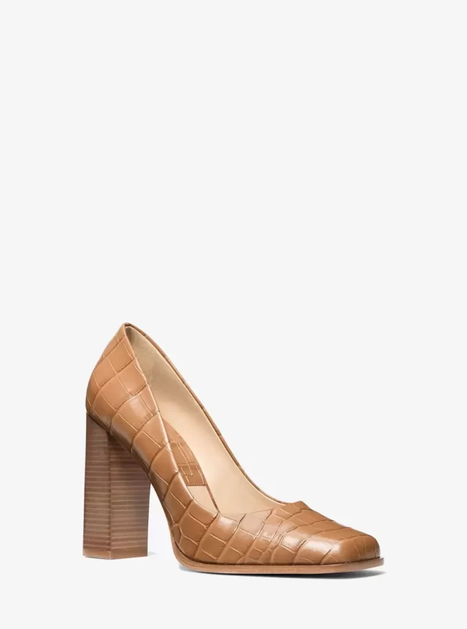 Jeanne Crocodile Embossed Leather Pump