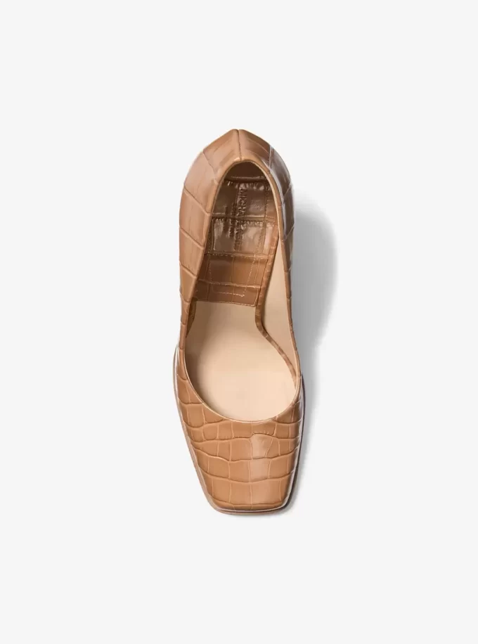 Jeanne Crocodile Embossed Leather Pump