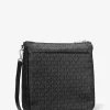 Jet Set Large Logo Print Woven Crossbody Bag