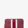 Jet Set Large Metallic Signature Logo Stripe Smartphone Wallet