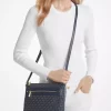 Jet Set Large Signature Logo Print Woven Crossbody Bag