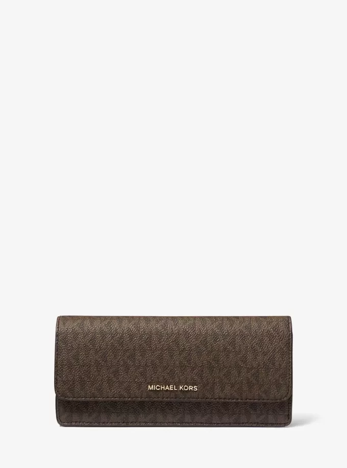 Jet Set Large Signature Logo Snap-Front Wallet