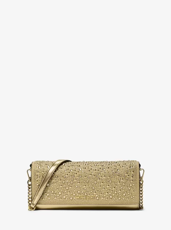 Jet Set Medium Metallic Leather Clutch Jet Set Medium Metallic Leather Clutch
