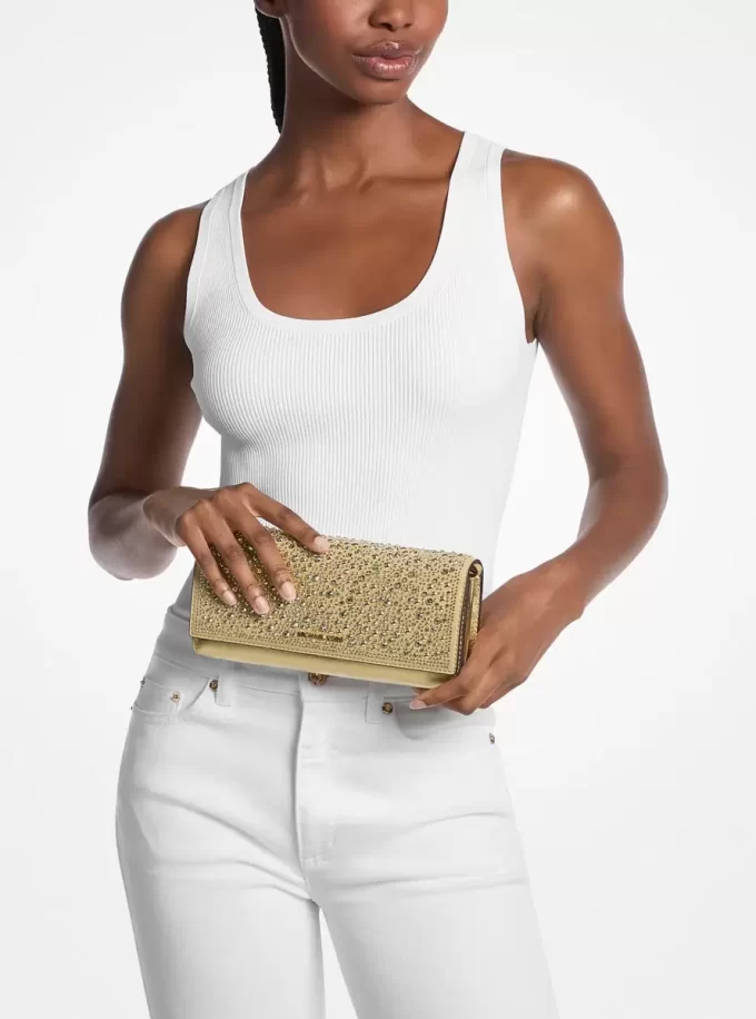 Jet Set Medium Metallic Leather Clutch Jet Set Medium Metallic Leather Clutch