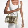 Jet Set Medium Metallic Logo Debossed Satchel Jet Set Medium Metallic Logo Debossed Satchel