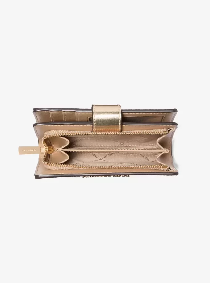 Jet Set Medium Metallic Logo Wallet