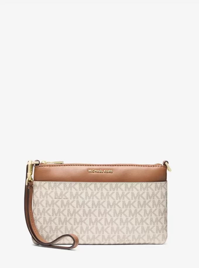 Jet Set Medium Signature Logo Wristlet