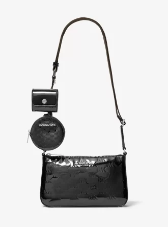 Jet Set Small Patent Logo Debossed Crossbody Bag with Case for Apple Airpods Pro®