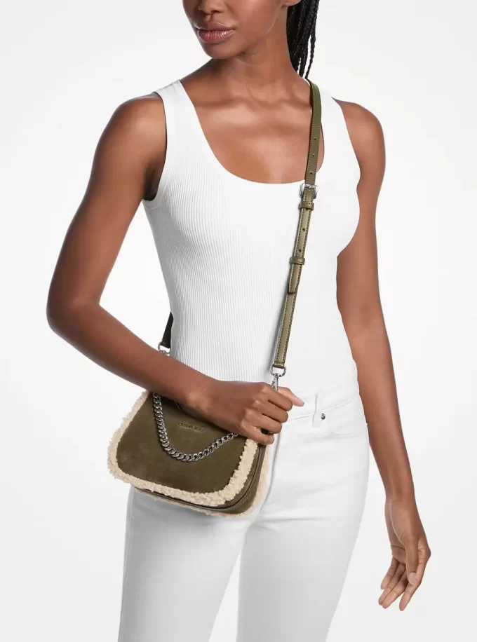 Jet Set Small Suede and Faux Shearling Convertible Crossbody Bag