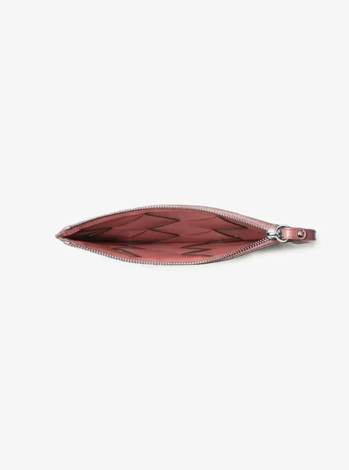 Jet Set Travel Extra-Large Woven Leather Wristlet