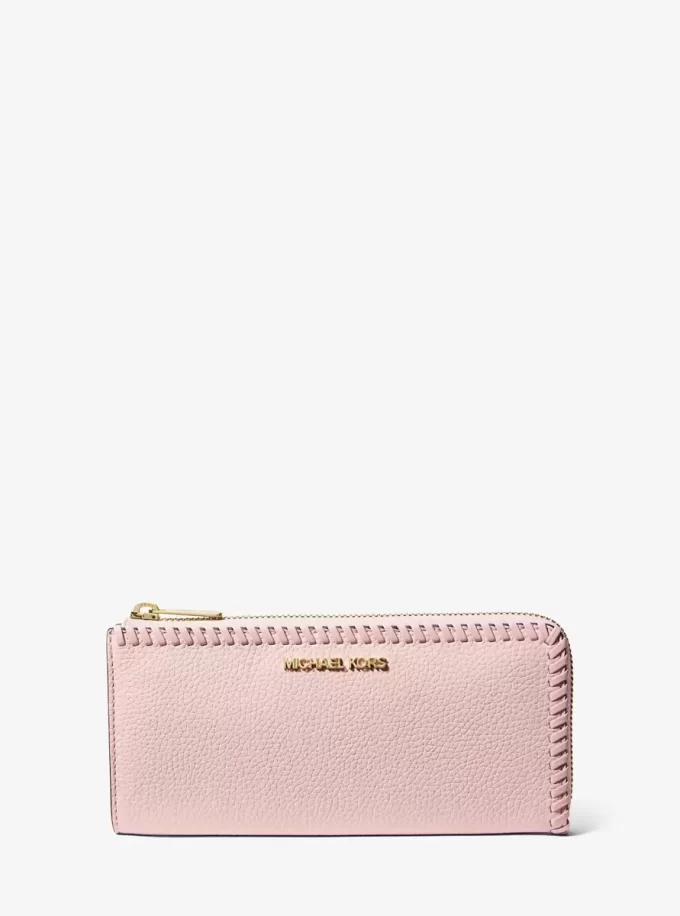Jet Set Travel Large Pebbled Leather Quarter-Zip Wallet