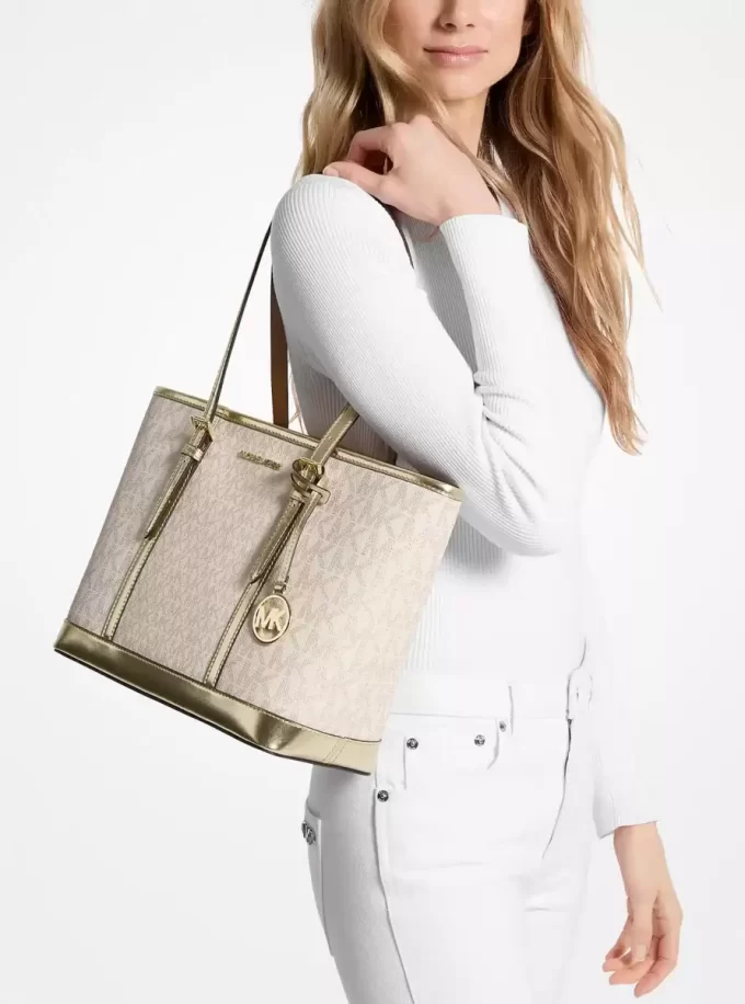 Jet Set Travel Small Metallic Logo Top-Zip Tote Bag Jet Set Travel Small Metallic Logo Top-Zip Tote Bag