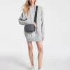Shoulder Pad Cotton Blend Hoodie Dress