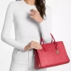 Laila Medium Metallic Signature Logo Satchel