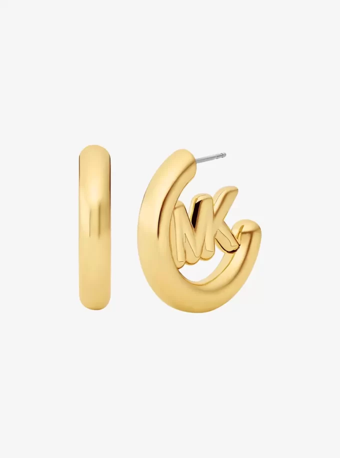 Large Logo Charm Hoop Earrings Large Logo Charm Hoop Earrings