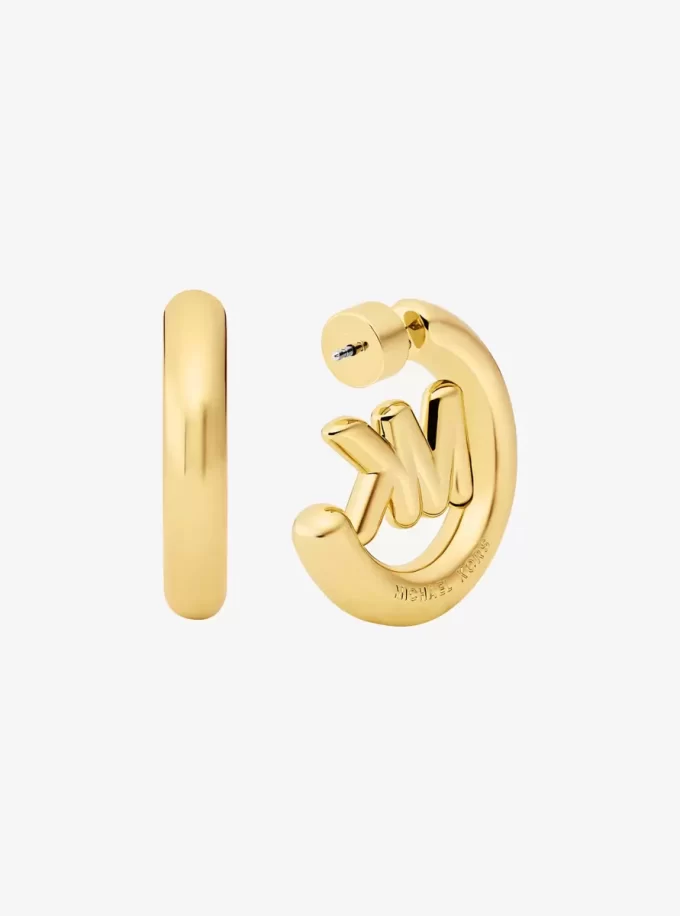 Large Logo Charm Hoop Earrings Large Logo Charm Hoop Earrings