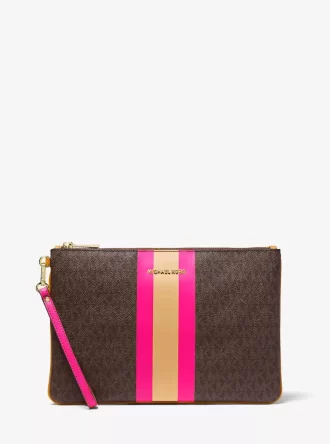 Large Logo Stripe Zip Pouch