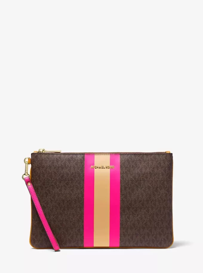 Large Logo Stripe Zip Pouch Large Logo Stripe Zip Pouch