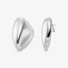 Large Precious Metal-Plated Brass Pebble Earrings