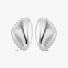 Large Precious Metal-Plated Brass Pebble Earrings