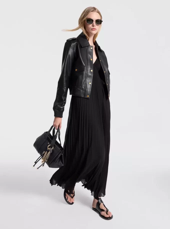 Pleated Georgette Maxi Dress