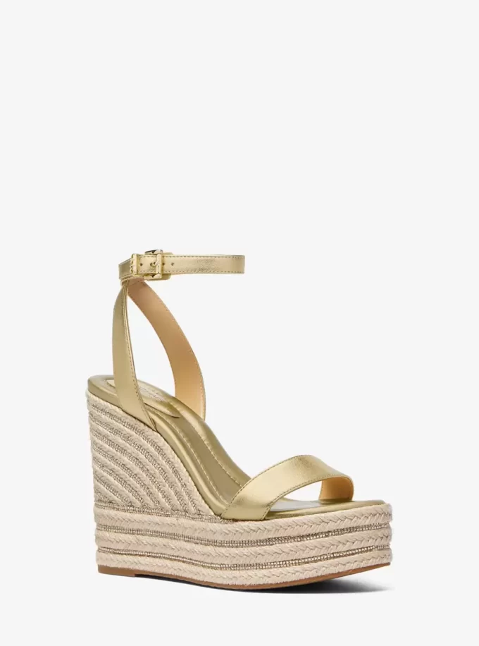 Leighton Metallic Leather Wedge Sandal Leighton Metallic Leather Wedge Sandal