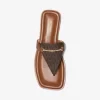 Lena Signature Logo and Leather T-Strap Sandal