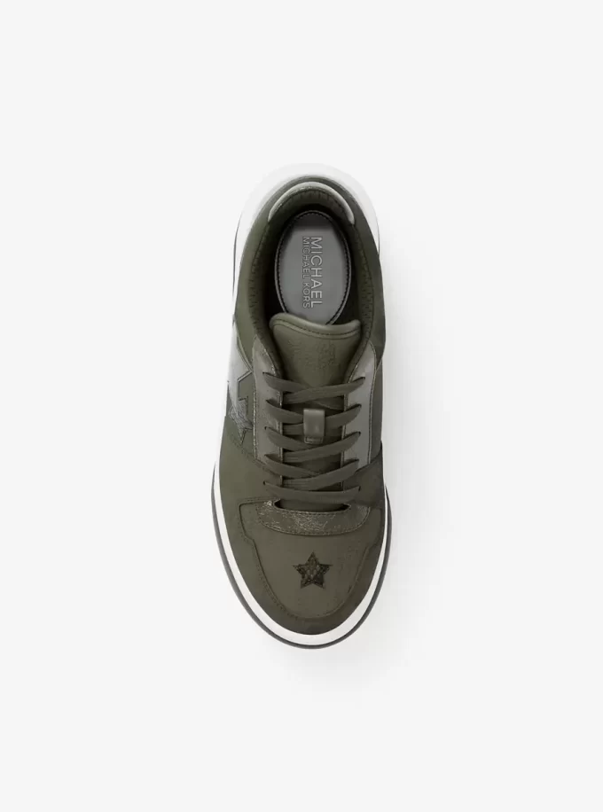 Lexi Embellished Mixed-Media Sneaker