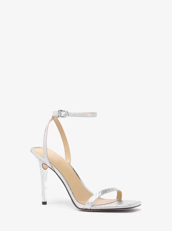 Liana Metallic Snake Embossed Leather Sandal