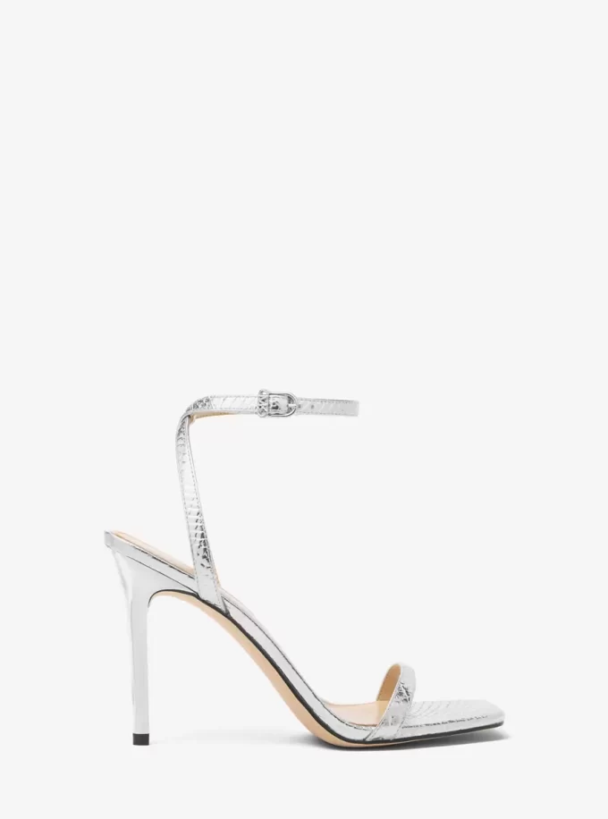 Liana Metallic Snake Embossed Leather Sandal