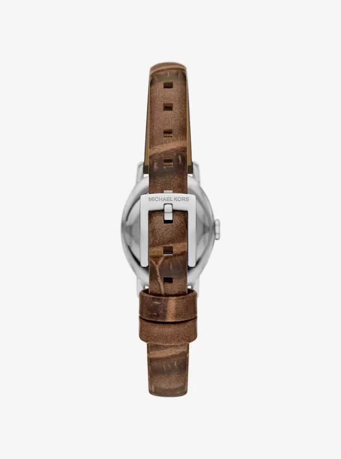 Limited-Edition Petite Maude Silver-Tone and Crocodile Embossed Leather Watch