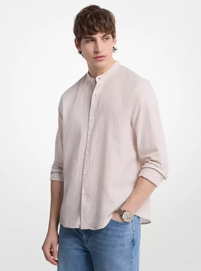 Linen and Cotton Blend Striped Shirt Linen and Cotton Blend Striped Shirt