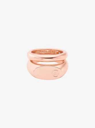 Logo Engraved Double Layered Signet Ring
