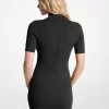 Logo Jacquard Knit Mock Neck Dress