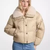 Logo Print and Sherpa Puffer Jacket