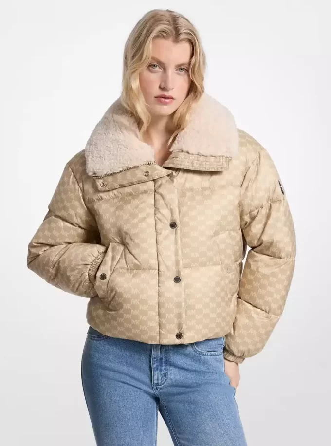 Logo Print and Sherpa Puffer Jacket