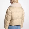 Logo Print and Sherpa Puffer Jacket