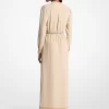 Logo Print Satin Belted Maxi Dress