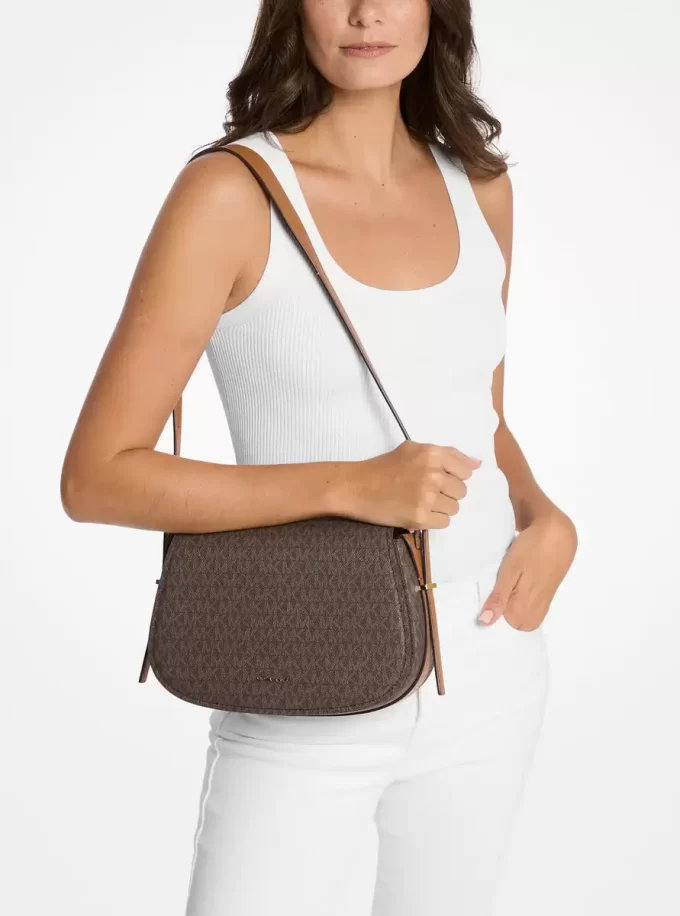 Lydia Medium Signature Logo Messenger Bag