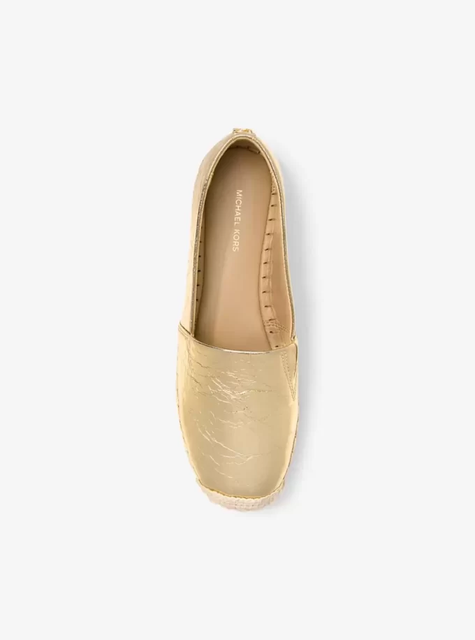 Lynne Crackled Metallic Leather Platform Espadrille