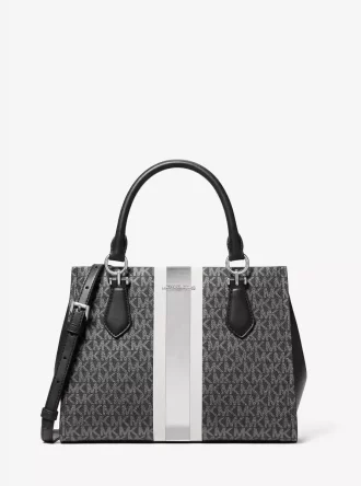 Marilyn Medium Signature Logo Stripe Satchel