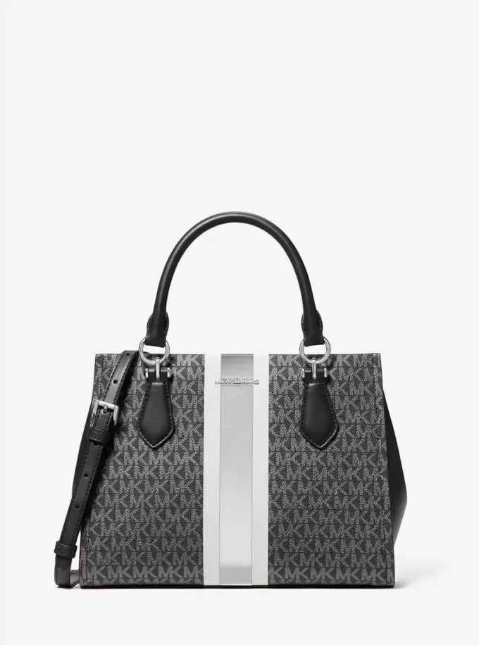Marilyn Medium Signature Logo Stripe Satchel Marilyn Medium Signature Logo Stripe Satchel